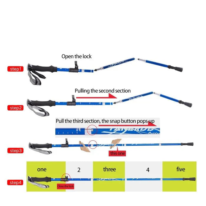 Royaleva Adjustable Trekking Poles - Foldable Telescopic Pole