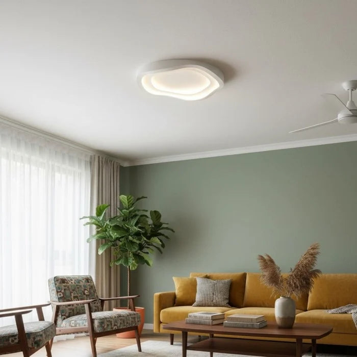 LuxRoyale Modern Minimalist Cloud LED Ceiling Light - White Acrylic Flush Mount Fixture