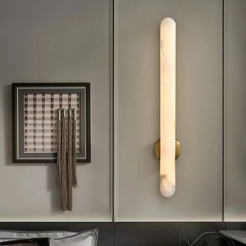 LuxRoyale Nordic Marble Copper LED Wall Sconce for Bedroom & Living Room