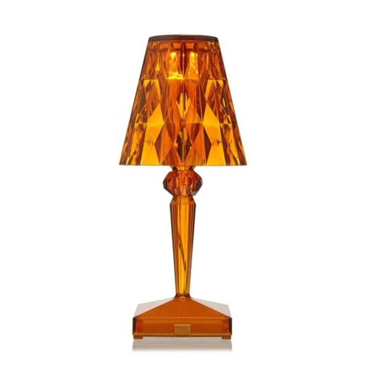 RoyaleGlow Crystal Wireless LED Lamp | Touch Control & Rechargeable Indoor/Outdoor Light - Amber Orange