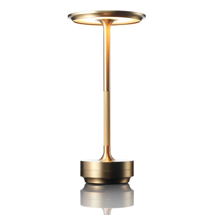 Luxlive Cordless Ambient Table Lamp - Metallic, Waterproof, Adjustable Brightness - Gold