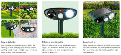 Luxora Dog Outdoor Solar Ultrasonic Repeller - Get Rid of Dogs in 48 Hours or It's FREE