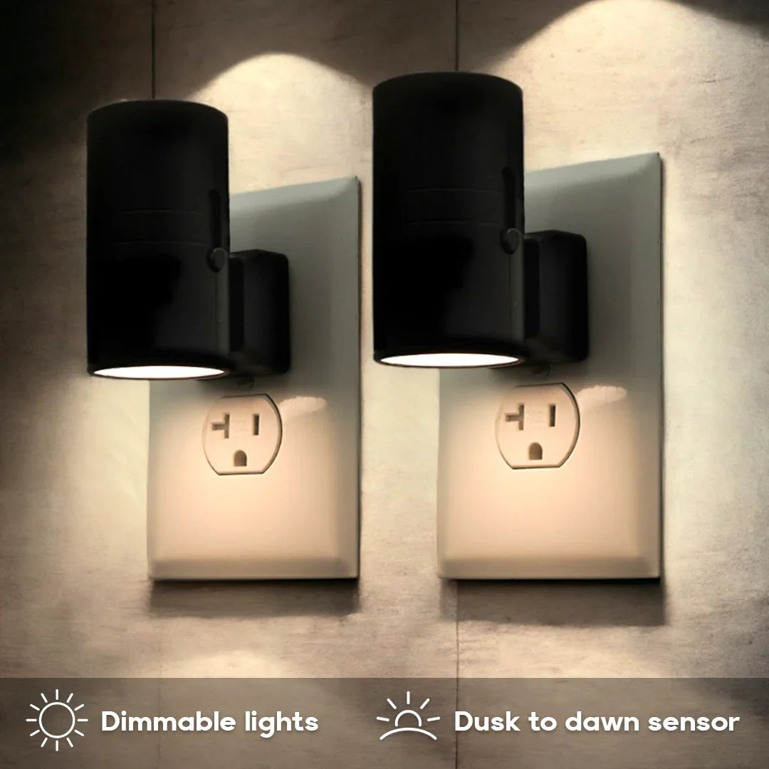 Dimmable Plug-In Night Light with Motion Sensor - LED Light for Bedrooms, Hallways, and Stairs - 2 Pack