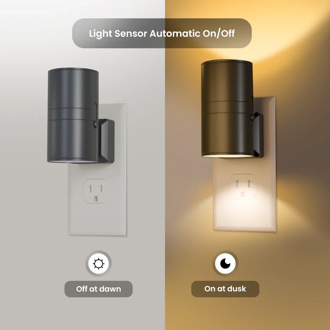 Dimmable Plug-In Night Light with Motion Sensor - LED Light for Bedrooms, Hallways, and Stairs - 2 Pack