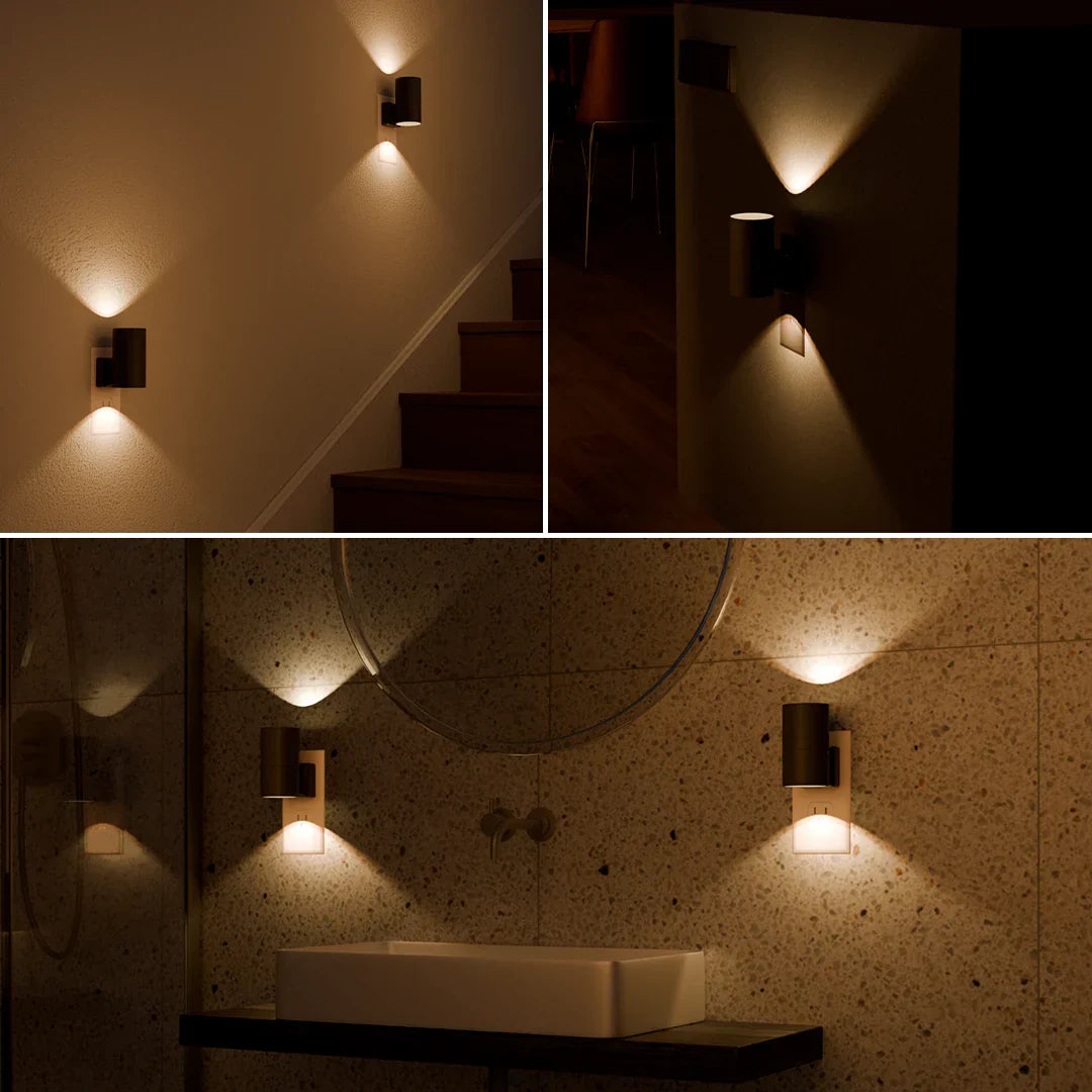 Dimmable Plug-In Night Light with Motion Sensor - LED Light for Bedrooms, Hallways, and Stairs - 2 Pack