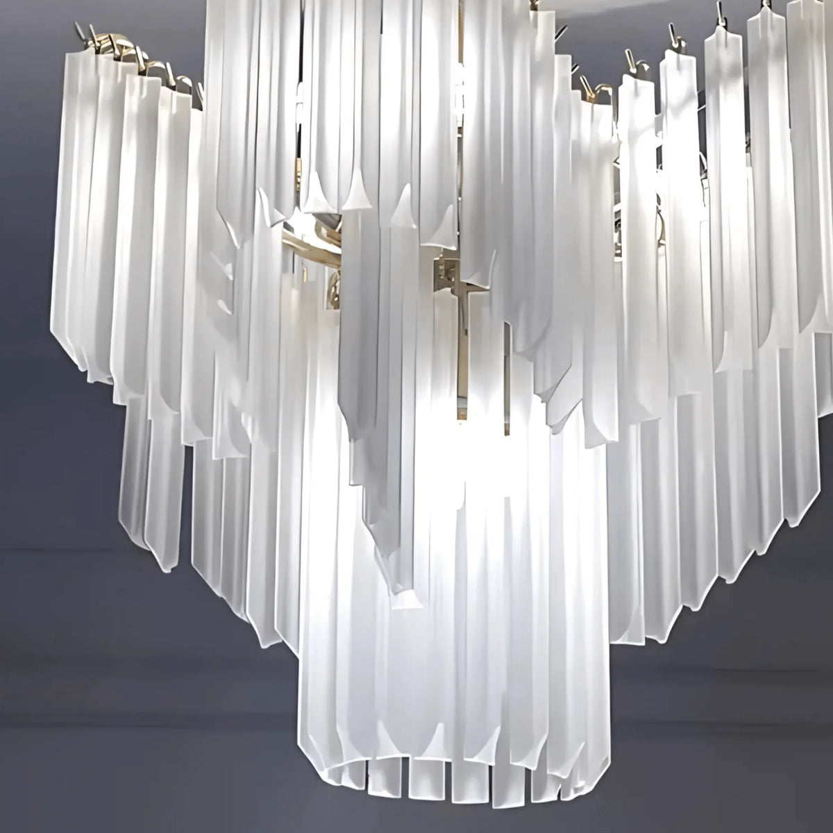 Royelux Modern Cascading Frosted Glass Chandelier - Luxury Living Room Hanging Light