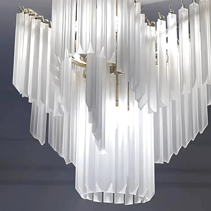 Royelux Modern Cascading Frosted Glass Chandelier - Luxury Living Room Hanging Light