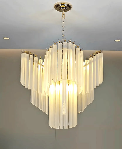 Royelux Modern Cascading Frosted Glass Chandelier - Luxury Living Room Hanging Light