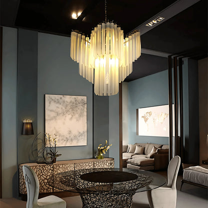 Royelux Modern Cascading Frosted Glass Chandelier - Luxury Living Room Hanging Light