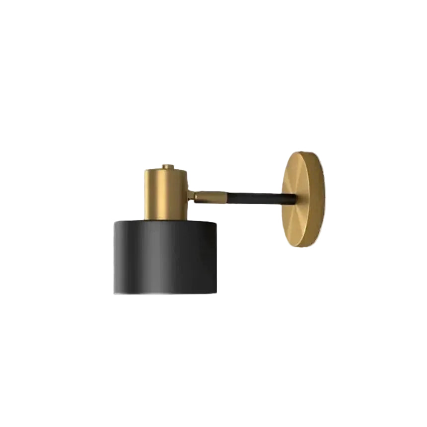 RoyaleGlow Modern Brass Adjustable Wall Sconce with Black Metal Shade
