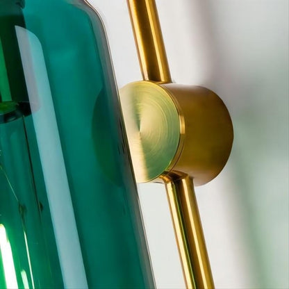 RoyaleGlow Modern Plug-In Wall Sconce with Hand-Blown Teal Glass Shade