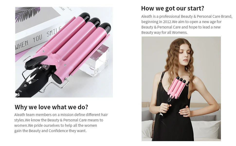 RoyaleGlow 3 Barrel Curling Iron Hair Waver for Effortless Curls