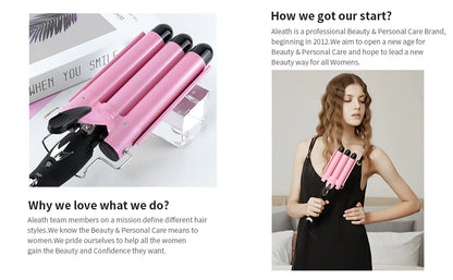 RoyaleGlow 3 Barrel Curling Iron Hair Waver for Effortless Curls