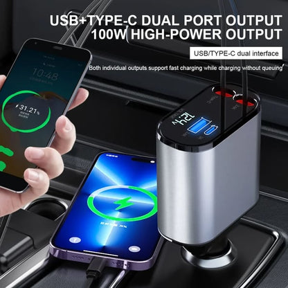 Royaleva Dual Port Charger Car Adapter with Type-C Cable