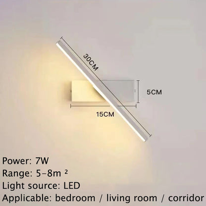 Rotatable LED Wall Light - Modern Lamp for Bedroom & Living Room - Black / 3 Colors