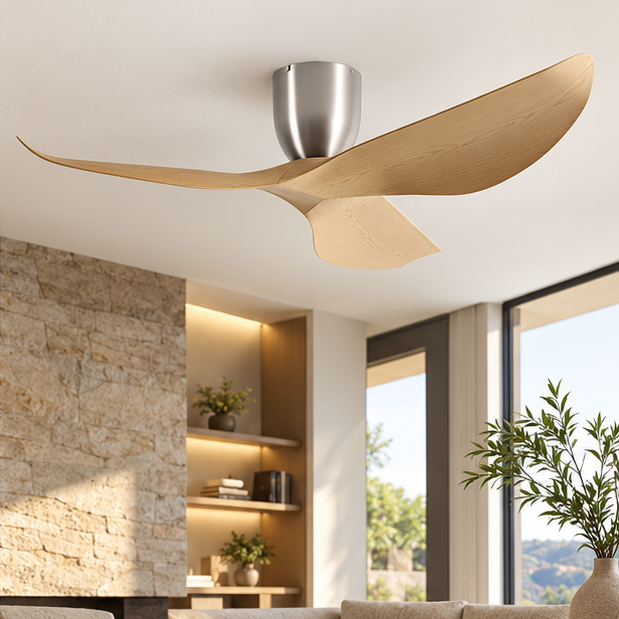 Royelux Modern Low Profile Flush Mount Ceiling Fan with Remote Control