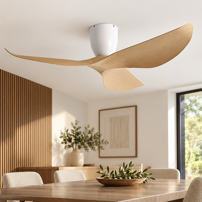 Royelux Modern Low Profile Flush Mount Ceiling Fan with Remote Control