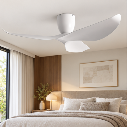 Royelux Modern Low Profile Flush Mount Ceiling Fan with Remote Control