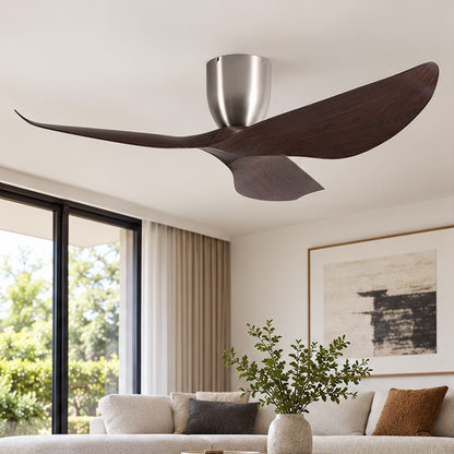 Royelux Modern Low Profile Flush Mount Ceiling Fan with Remote Control