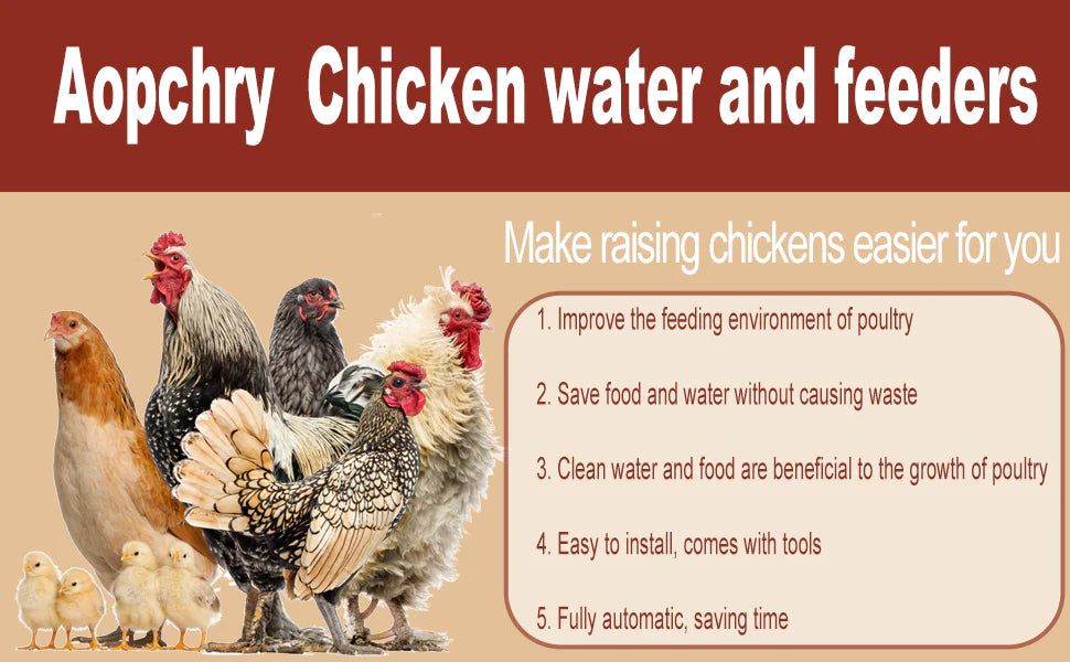 Luxora 10 Pcs Chicken Waterer Automatic Refill System