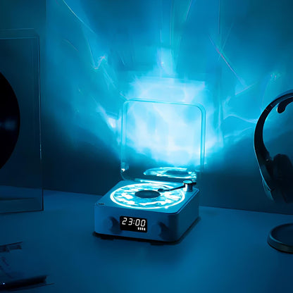 Royaleva Timeless Tunes Light - Vintage Record Player LED Lamp with Bluetooth & White Noise - White&Blue