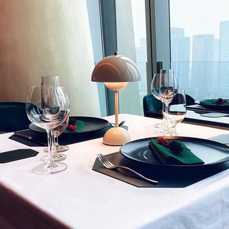 Cordless Mushroom Modern Table Lamp - Dimmable LED with 3 Color Modes - Green
