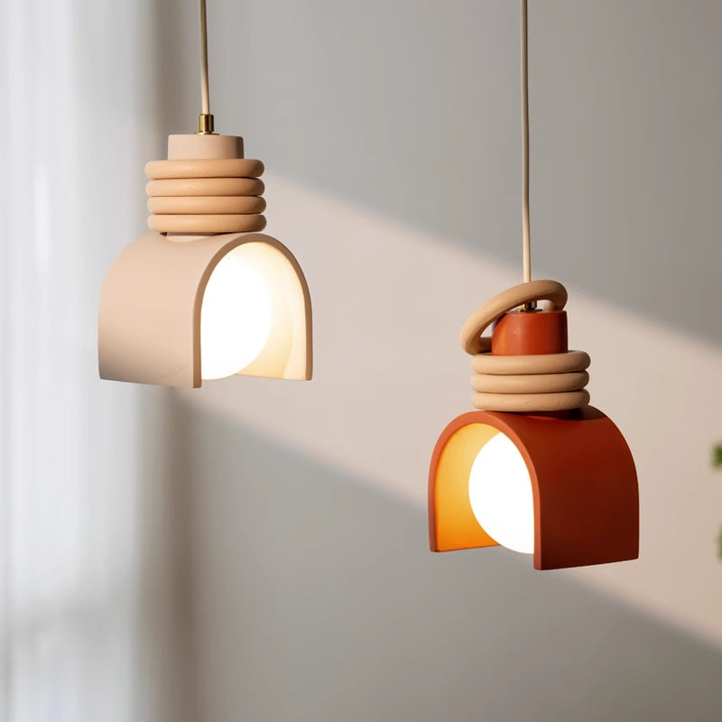 Royelux Modern Rustic Terracotta & Wood Pendant Light for Bedroom, Restaurant & Bar