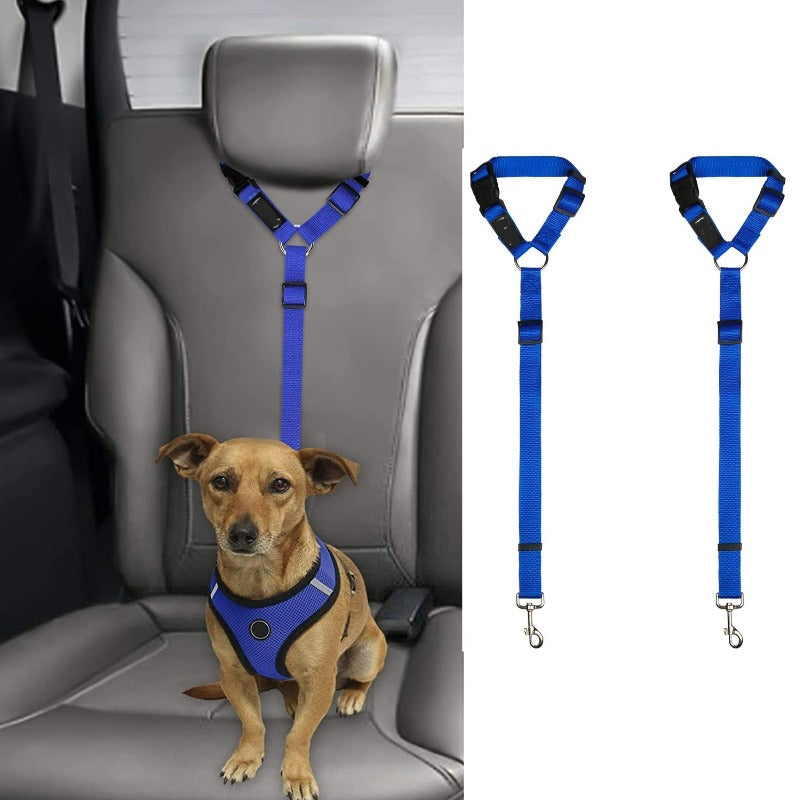 Pawellure Adjustable Headrest Dog Seat Belt - 2 Pack Tangle-Free Safety Restraint for Car Travel
