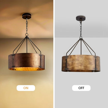 RoyaleGlow Farmhouse Bronze Chandelier-Industrial Drum Pendant Light