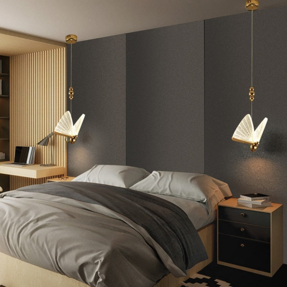 Royallure Butterfly Pendant Hanging Light Lamp Chandelier - Golden small 200cm*22cm*17cm / Warm light