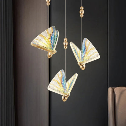 Royallure Butterfly Pendant Hanging Light Lamp Chandelier - Golden small 200cm*22cm*17cm / Warm light
