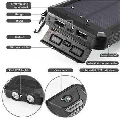 RoyaleGlow 500000 MAH Solar Charger, Waterproof Power Bank, External