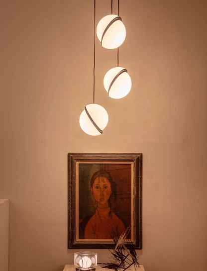 RoyaleGlow Modern Brass Globe Pendant Light - Minimalist Crescent Hanging Lamp