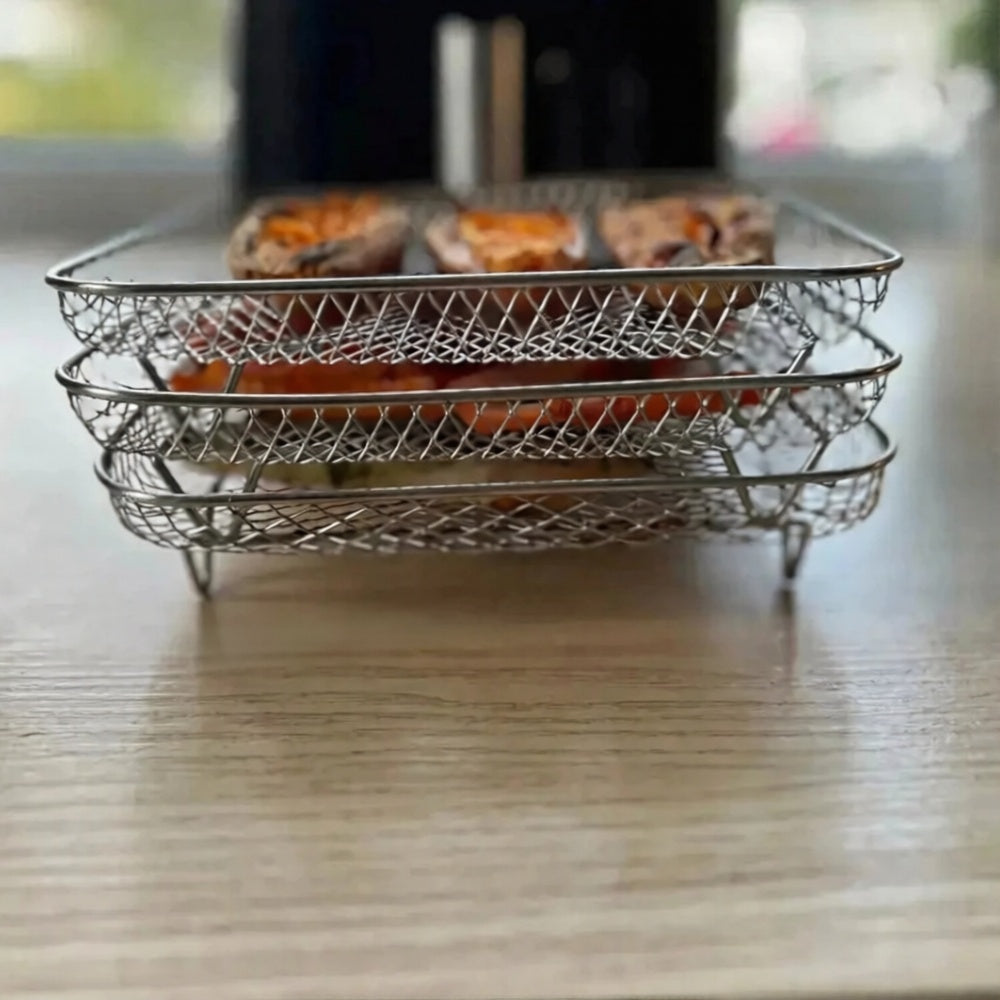 Royelux Stackable Air Fryer Baskets Set For Space Saving Multi Tier Cooking