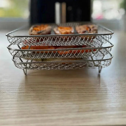 Royelux Stackable Air Fryer Baskets Set For Space Saving Multi Tier Cooking