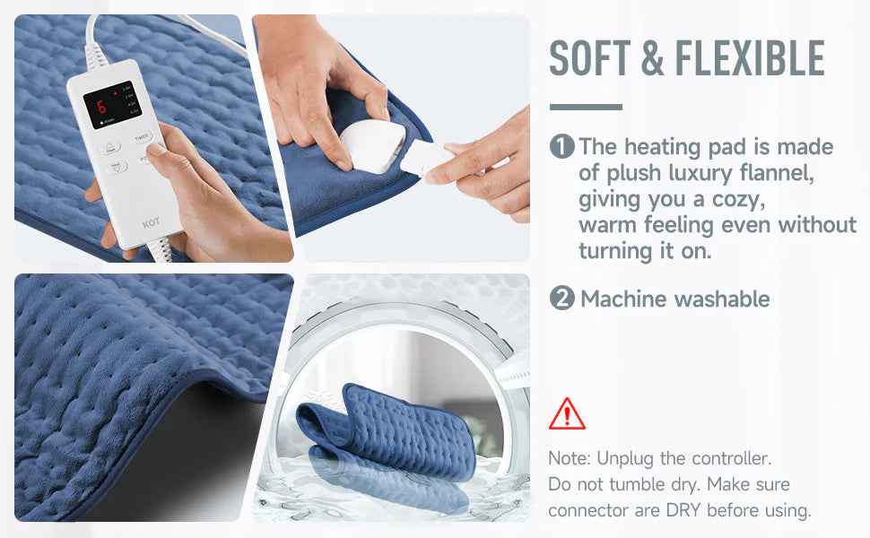 RoyaleGlow Massaging Heating Pad For Back Pain Relief