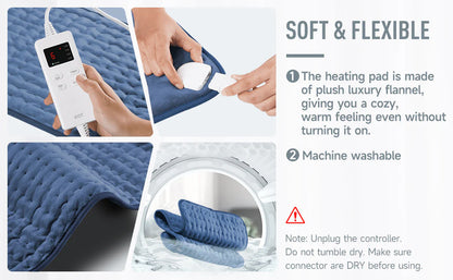 RoyaleGlow Massaging Heating Pad For Back Pain Relief