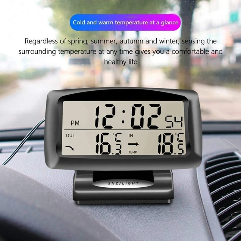 Luxora Car Dashboard Thermometer with Digital Clock Display