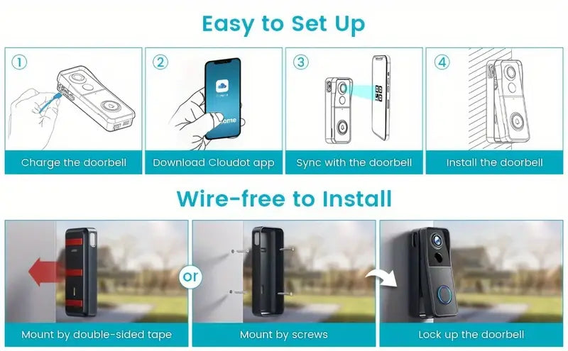 RoyaleGlow Wireless Wi-Fi Video Doorbell with 1080P HD