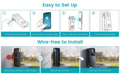 RoyaleGlow Wireless Wi-Fi Video Doorbell with 1080P HD