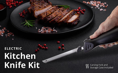 RoyaleGlow Electric Knife with Ergonomic Grip and Fork