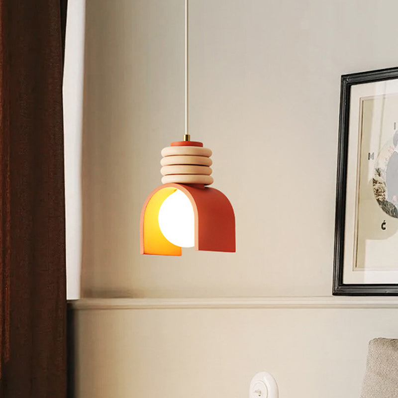 Royelux Modern Rustic Terracotta & Wood Pendant Light for Bedroom, Restaurant & Bar