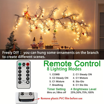 Christmas Vine Tree Lamp - 72/96 LED, 8 Lighting Modes, USB Plug-in, 4.7/6ft - 4.7ft