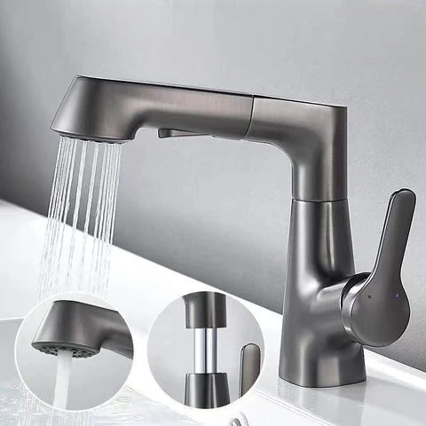 RoyaleGlow Bathroom Faucet With Rotating Retractable Hand Shower