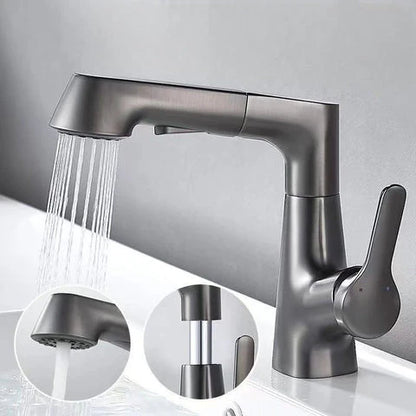 RoyaleGlow Bathroom Faucet With Rotating Retractable Hand Shower