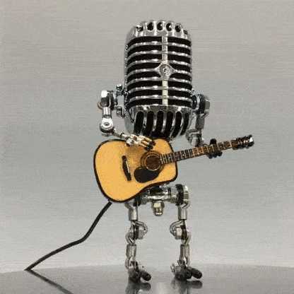 Royaleva Vintage Metal Microphone Robot With Guitar Lamp