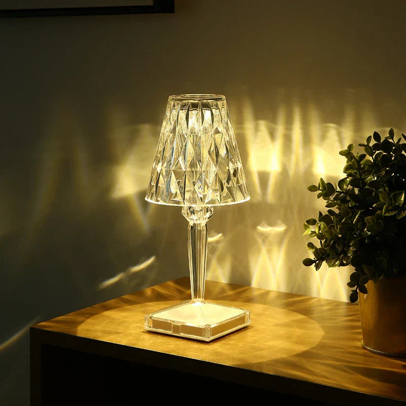 RoyaleGlow Crystal Wireless LED Lamp | Touch Control & Rechargeable Indoor/Outdoor Light - Transparent