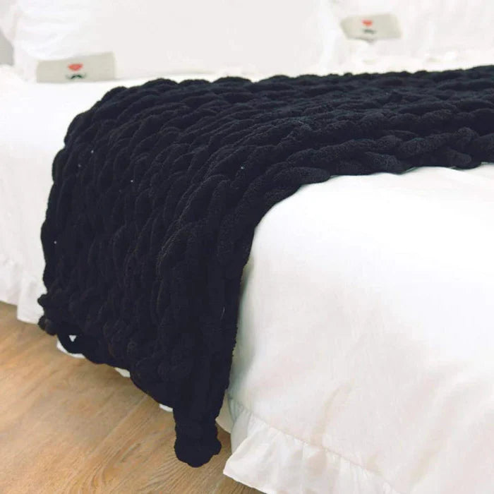 Royaleva Chenille Chunky Knitted Blanket Thick Cable Knit Throw for Couch Bed Sofa
