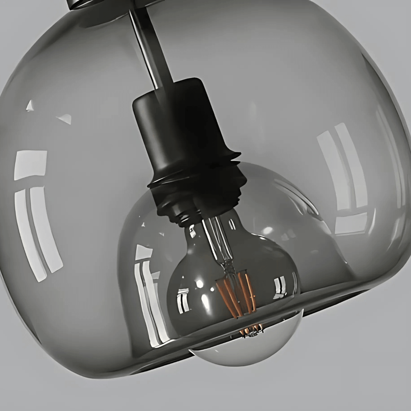 RoyaleGlow Smoked Glass Pendant Light-Modern Hanging Ceiling Fixture For Kitchen Island