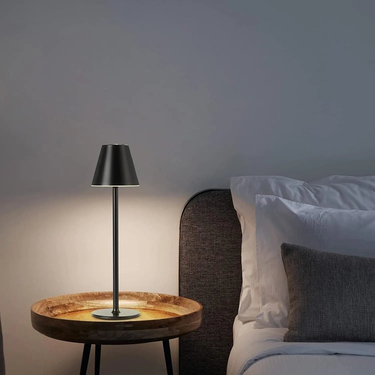Rayvia Cordless Touch LED Bedside Lamp – Rechargeable & Dimmable Lighting - Black